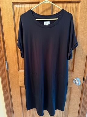 Lou & Grey NWT Black Crewneck Shift Dress Xl
